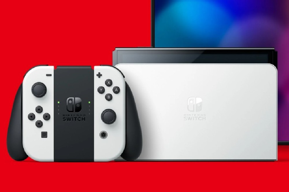 The new Nintendo Switch (OLED model), shown in black and white / Picture Credit: Nintendo