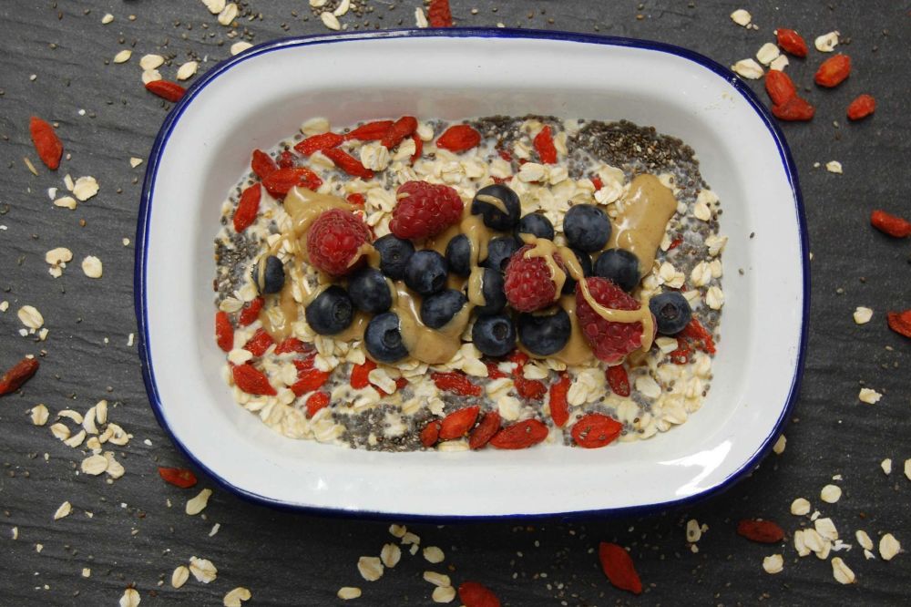 Overnight sprouted chia gluten free oats and berries