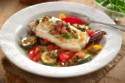Cod Fillets With Roasted Veg & Sauce Vierge