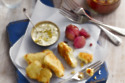 Beer-battered halloumi with homemade pickled onions and tartar sauce
