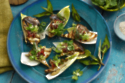Grilled King Oyster Mushroom With A Grilled Chilli Relish, Toasted Rice & Herbs