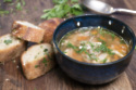 Organic chicken soup with tarragon garlic bread
