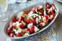 Mozzarella, Strawberry & Olive Salad With Balsamic Glaze