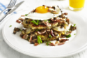 Mushroom, Bacon And Egg Pancake Stack