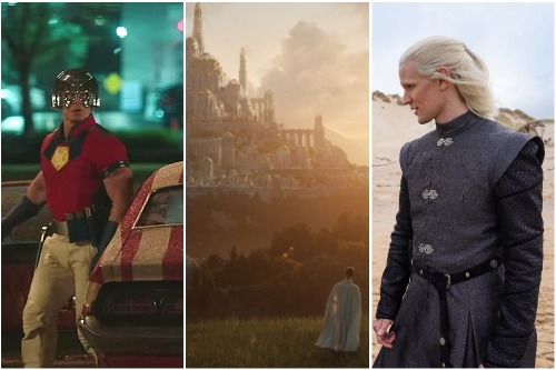 Peacemaker, The Lord of the Rings and House of the Dragon are all set to debut / Picture Credits (l-r): HBO, Amazon Studios, HBO
