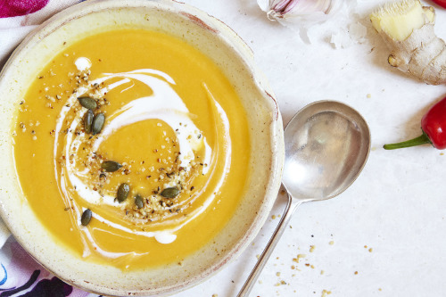Squash and Coconut Soup with Toasted Hemp Seeds