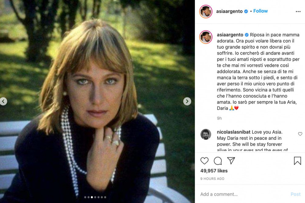Asia Argento's Instagram (c) post