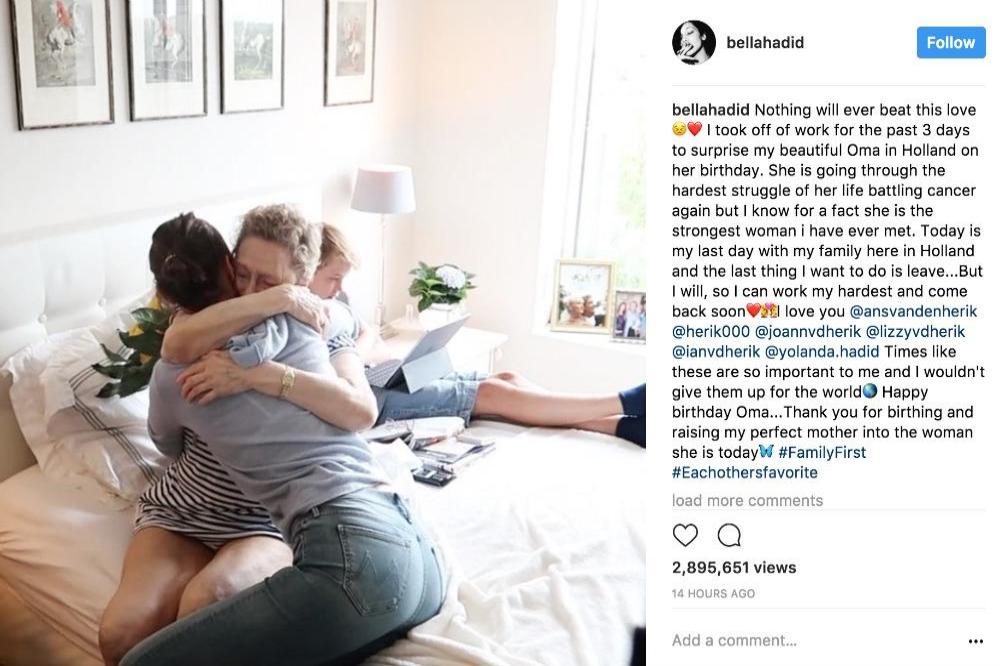 Bella Hadid with her Grandmother via Instagram (c)