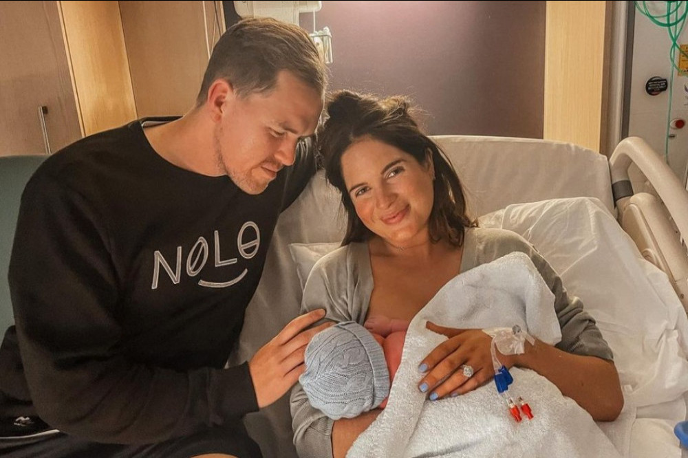 Binky Felstead, Max Darnton and their new baby (c) Instagram