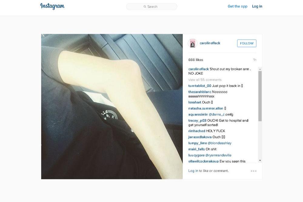 Caroline Flack's Instagram post about her injured arm