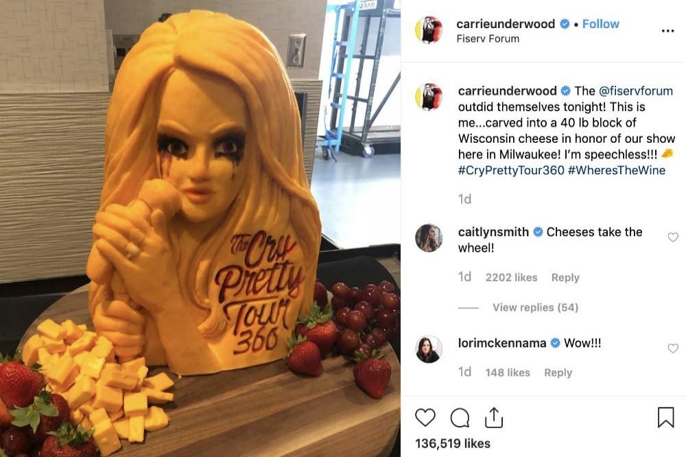 Carrie Underwood's cheese sculpture via Instagram (c)