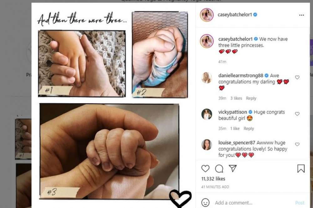 Casey Batchelor's new baby announcement (c) Instagram