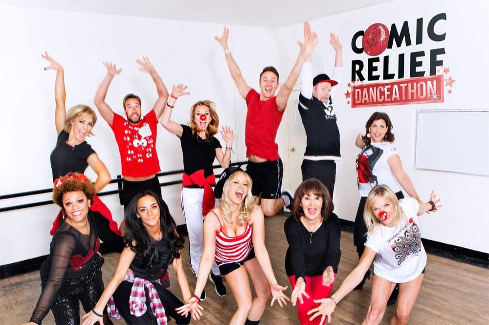 Chelsee Healey (second from bottom left) with the other Comic Relief Danceathon stars
