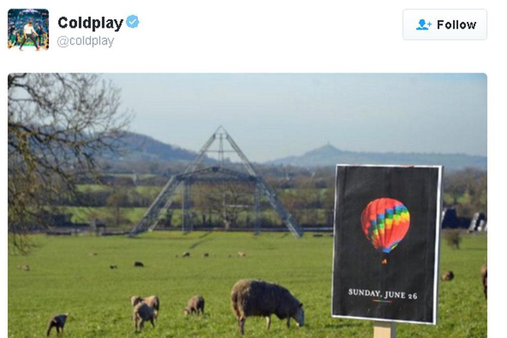 Coldplay's Pyramid Stage Twitter photo