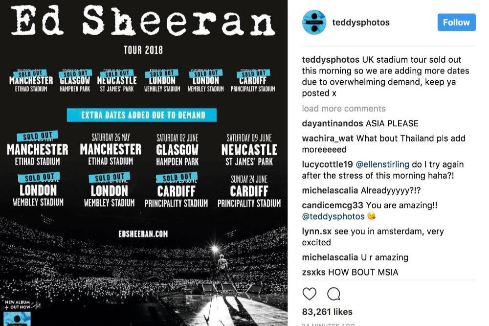 Ed Sheeran's new dates via Instagram (c)