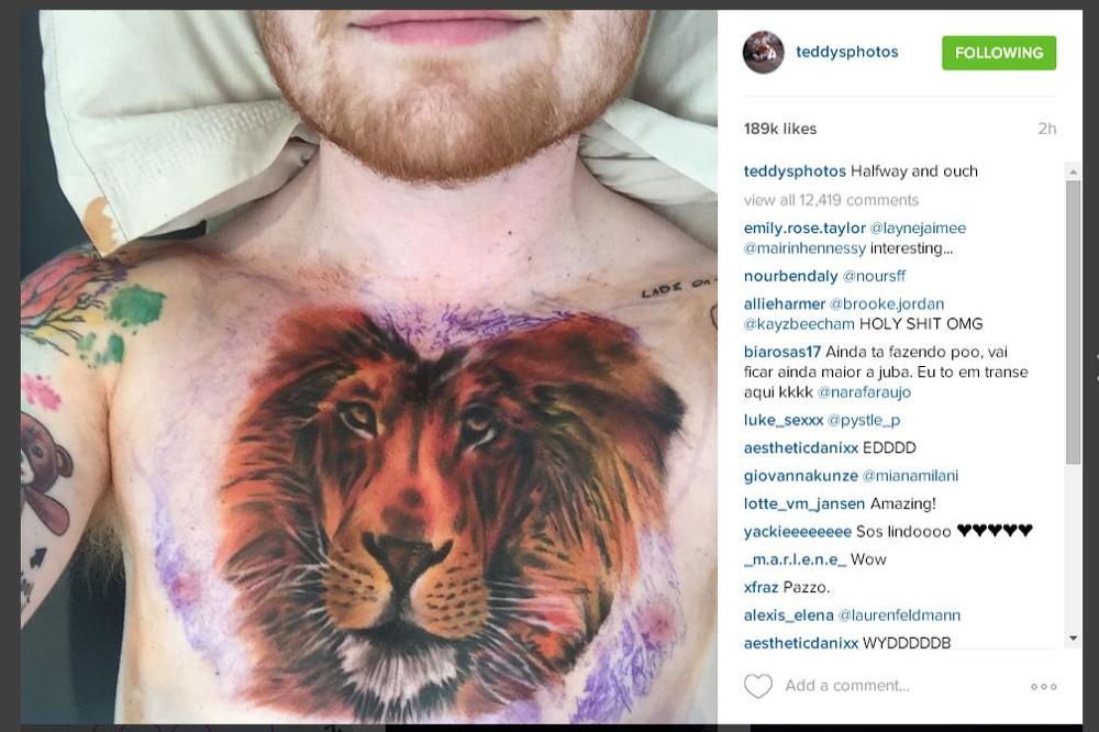 Ed Sheeran's new lion tattoo