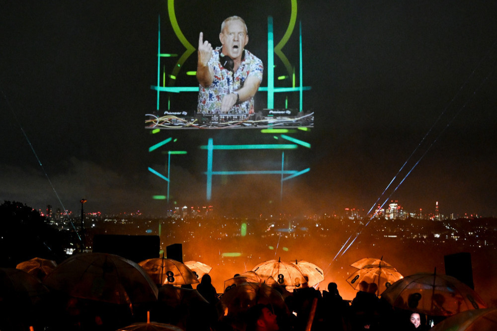 Fatboy Slim performs on the world's largest holographic stage