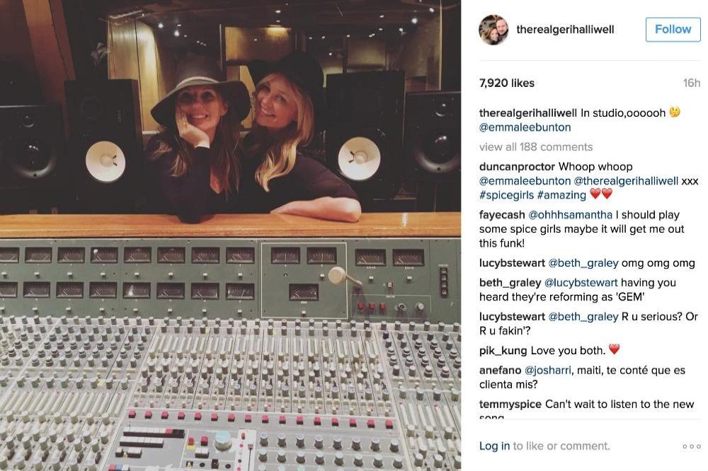 Geri Horner and Emma Bunton in the studio (c) Instagram