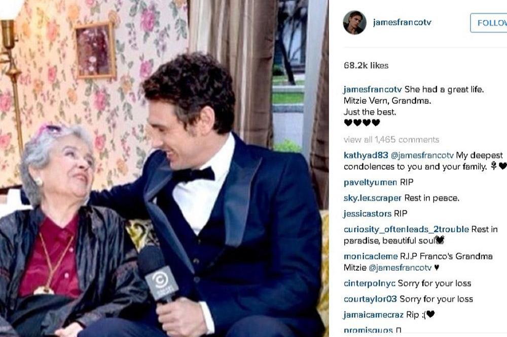 James Franco's Instagram post in memory of Mitzie