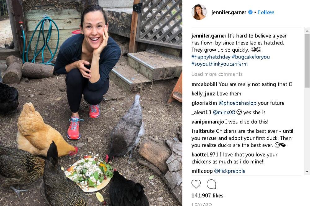 Jennifer Garner and her chickens (c)  Instagram