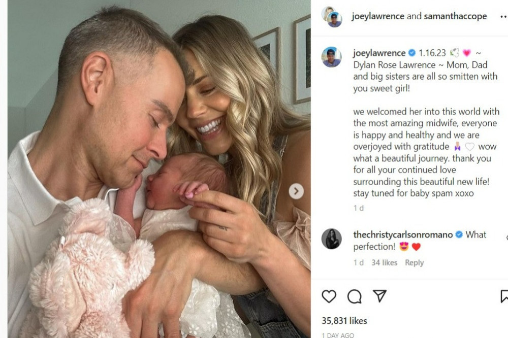 Joey Lawrence and Samantha Cope have showed off their new baby girl (c) Instagram