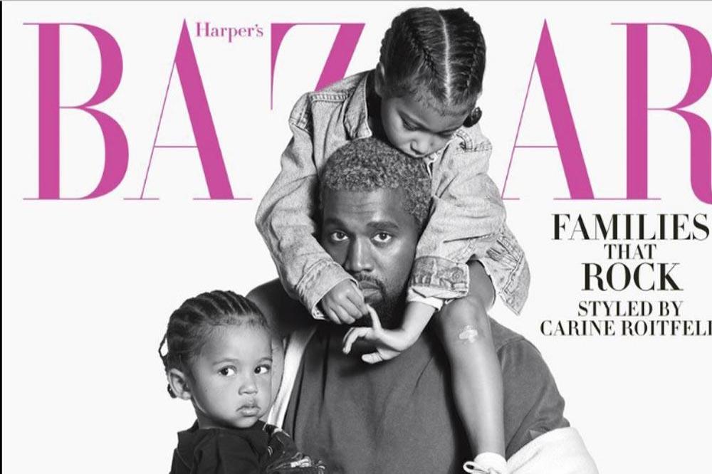 Kanye and kids on Harper's Bazaar magazine