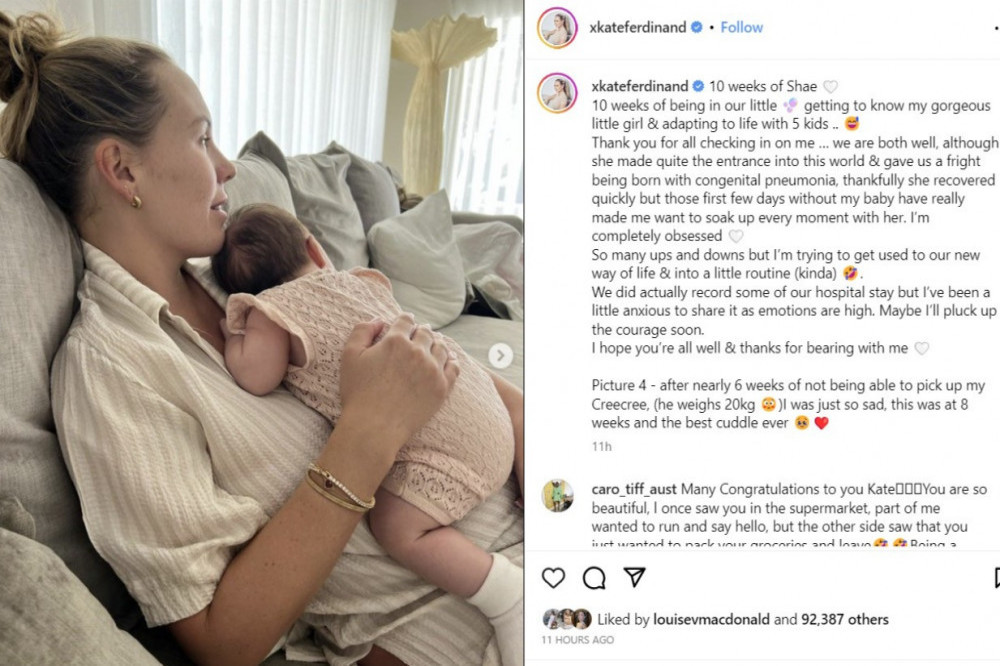 Kate and Rio Ferdinand were given a 'fright' when their newborn baby Shae was born with congenital pneumonia - Instagram-KateFerdinand