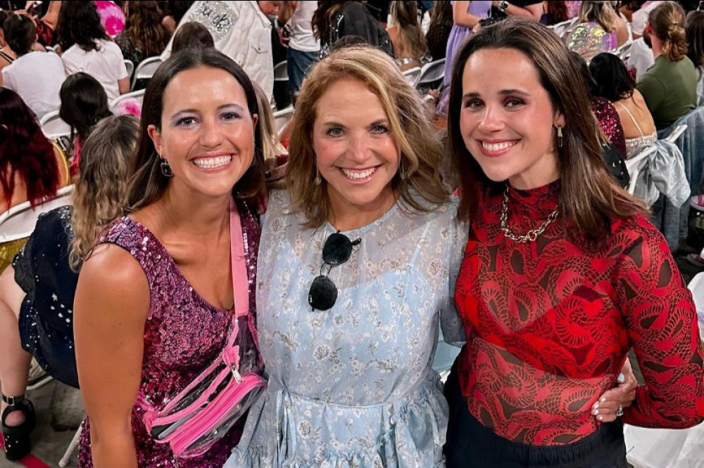 Katie Couric with her daughters Ellie and Caroline after being told she's about to become a grandma