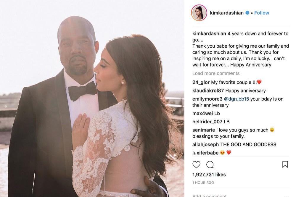 Kim Kardashian West and Kanye West via Instagram (c)