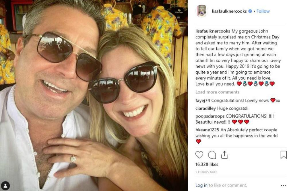 Lisa Faulkner and John Torode engaged (c) Instagram/Lisa Faulkner