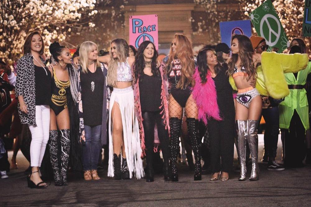 Little Mix with their mothers on 'Power' shoot