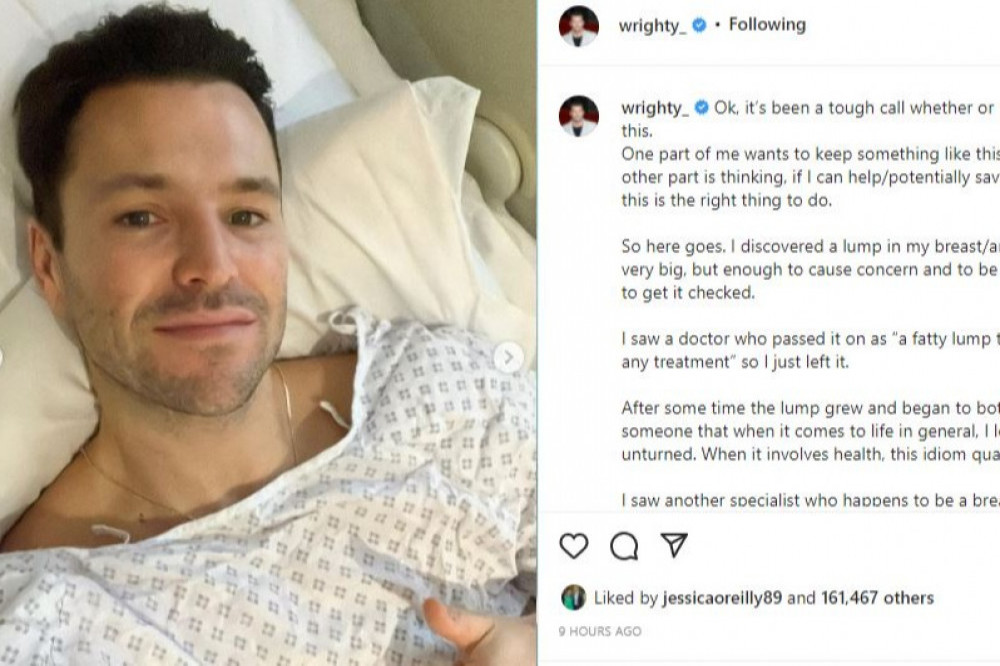Mark Wright is recovering after having a 12cm tumour removed