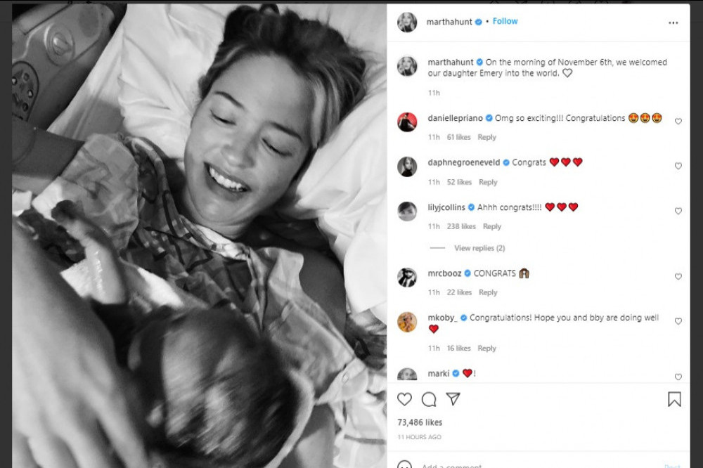 Martha Hunt has given birth (c) Instagram