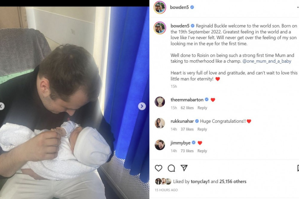 Max Bowden is a dad for the first time  - Instagram
