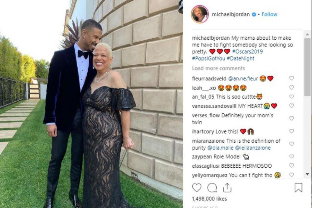 Michael B Jordan and his mom (c) Instagram
