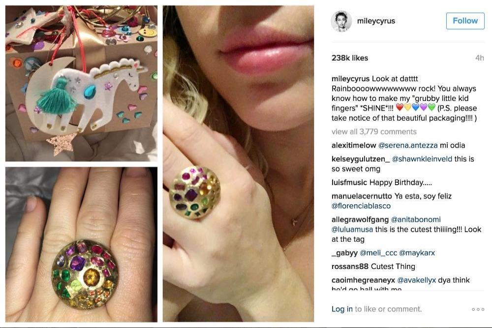 Miley Cyrus' birthday gift from Instagram