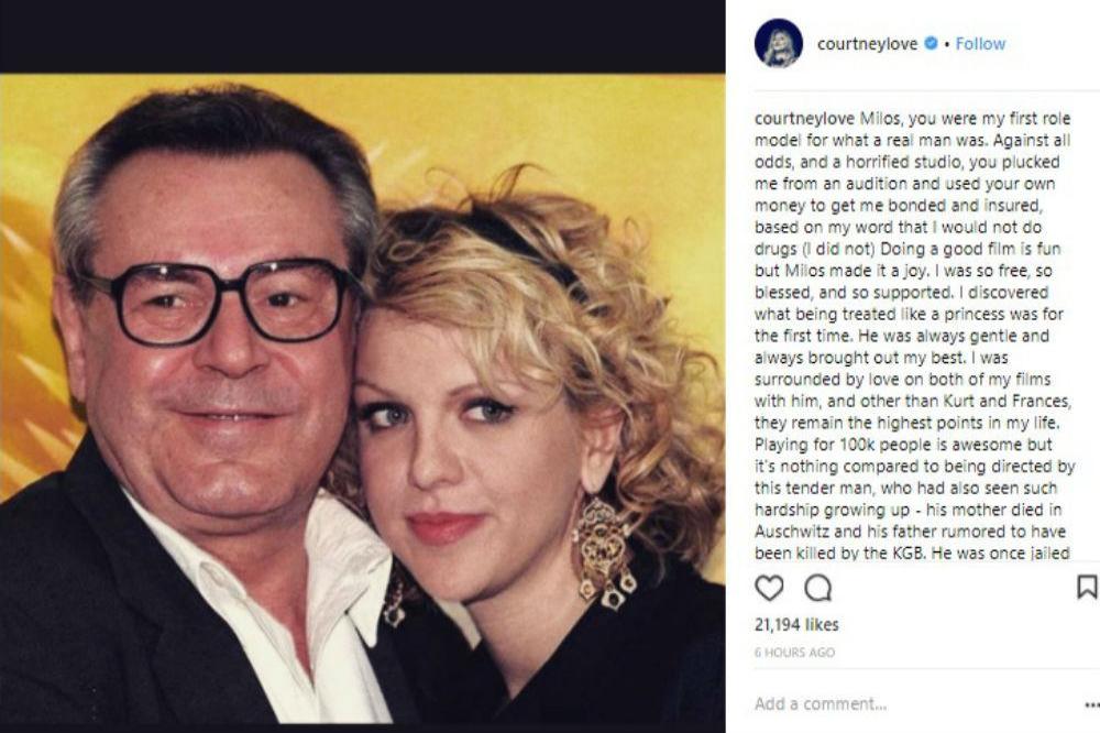Milos Forman and Courtney Love (C) Instagram