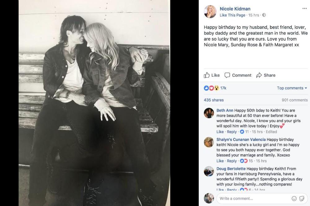 Nicole Kidman's Facebook (c) post