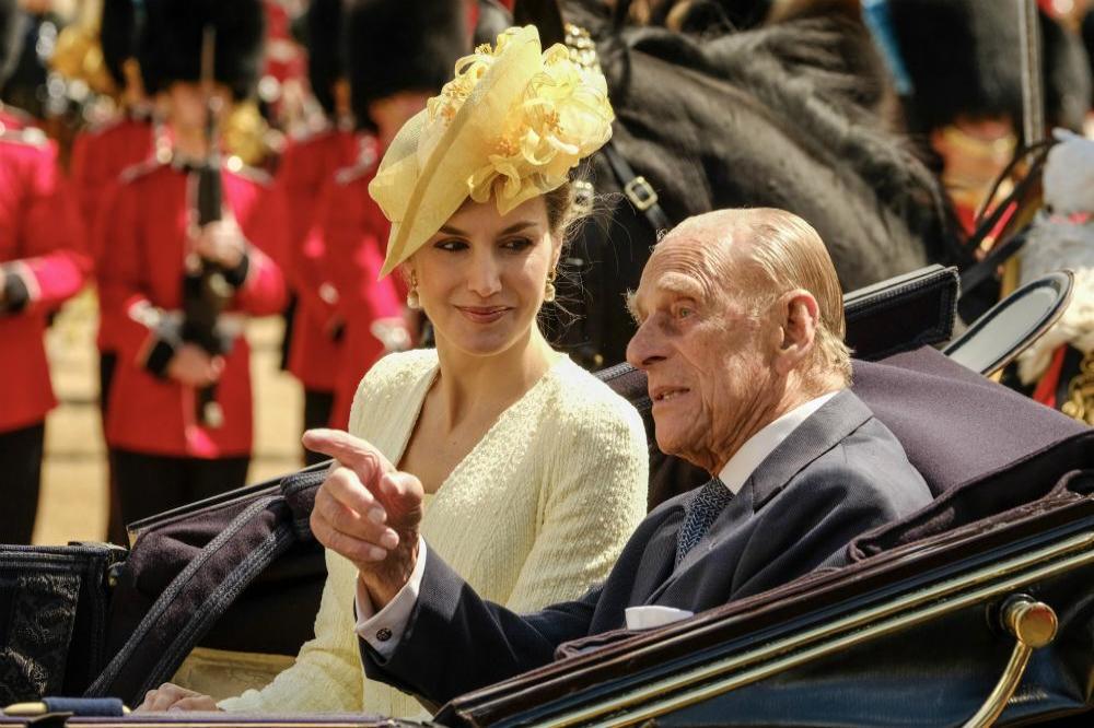 Prince Philip and Queen Letizia on Horse Guards Parade