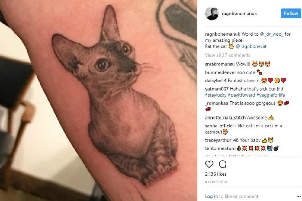 Rag'n'Bone Man's cat tat (c) Instagram/Rag'n'Bone Man