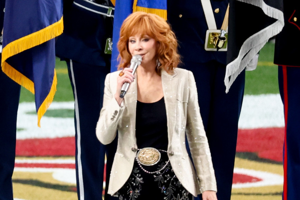 Reba McEntire sings at the Super Bowl