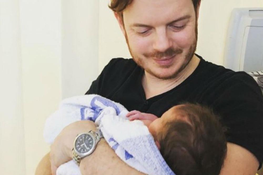 Richard Jones and baby Mickey (c) Instagram