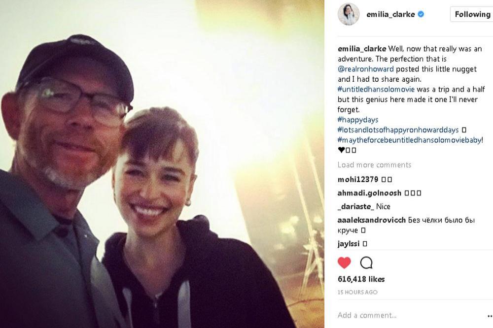 Ron Howard and Emilia Clarke (c) Instagram