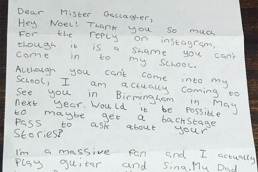 Sam's letter to Noel Gallagher