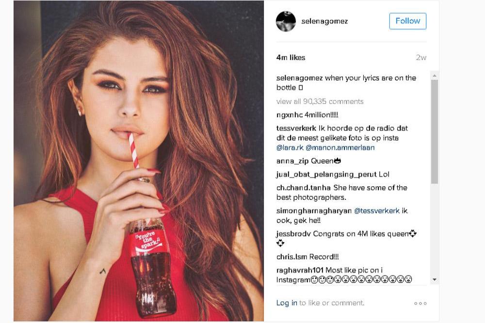 Selena Gomez's most liked Instagram post