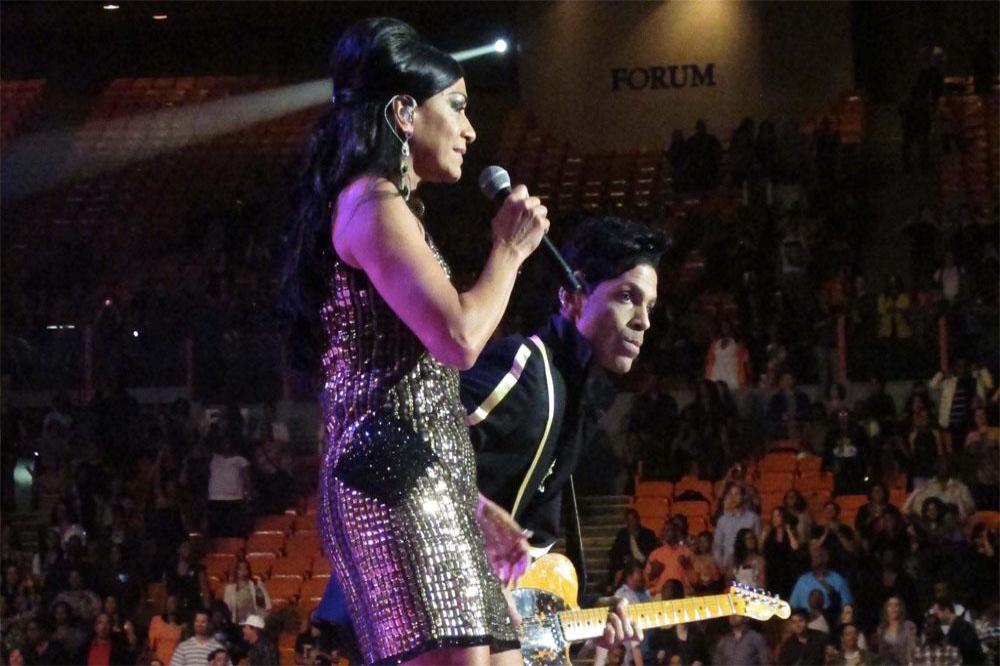 Sheila E performing with Prince