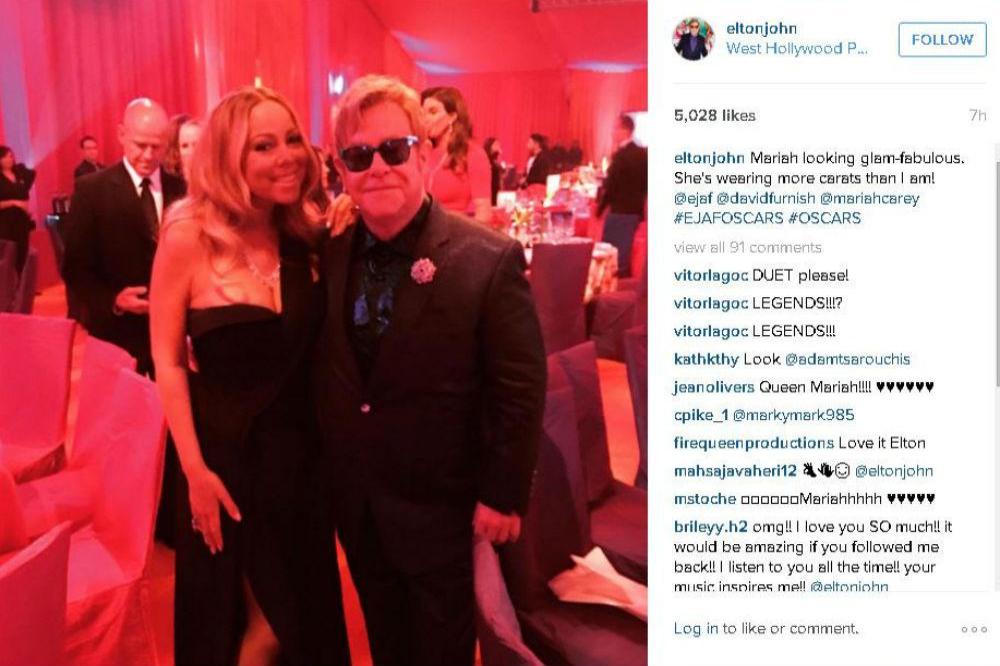 Sir Elton John and Mariah Carey (c) Instagram