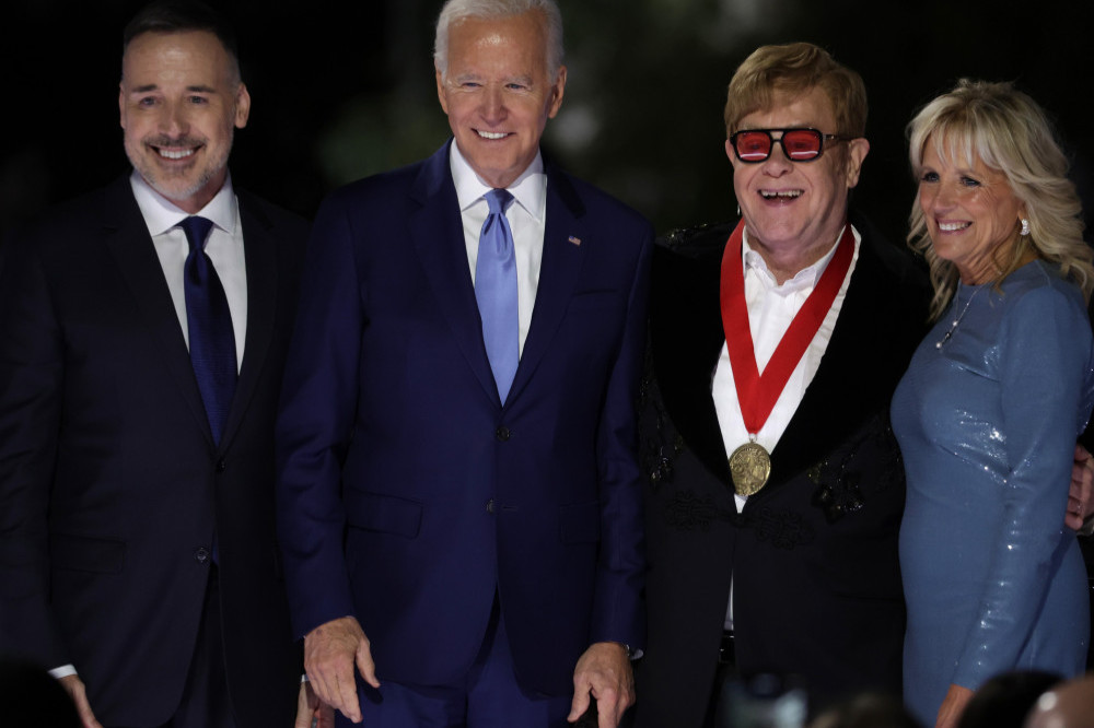 Sir Elton John surprised with National Humanities Medal by President Joe Biden