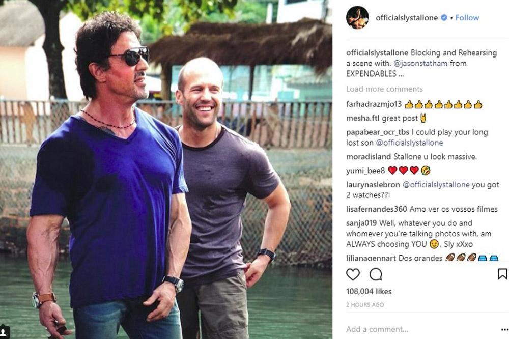 Sylvester Stallone and Jason Statham (c) Instagram