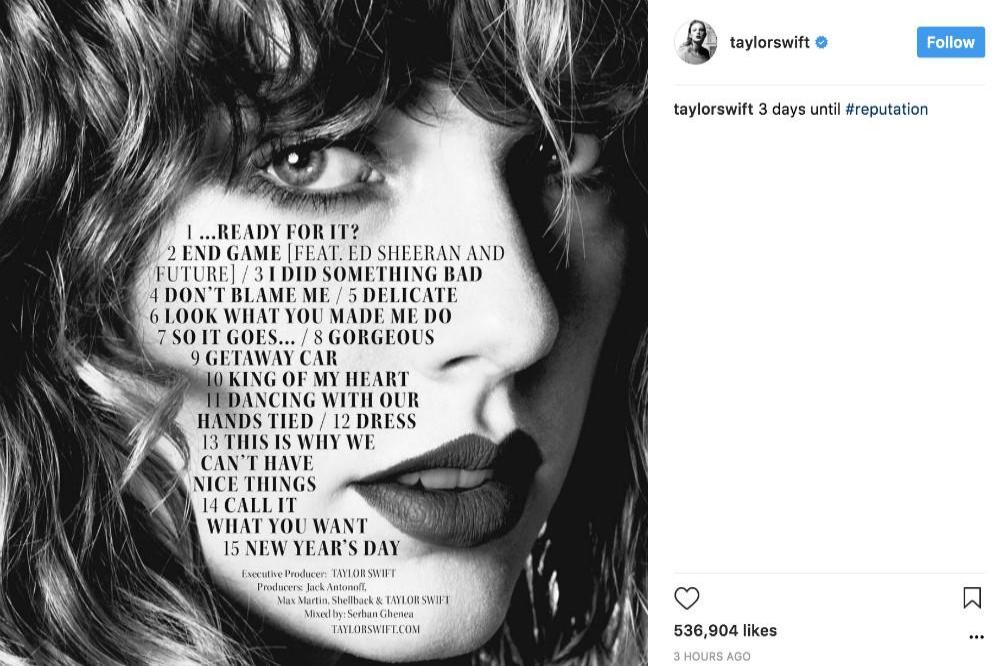 Taylor Swift's Instagram (c) post